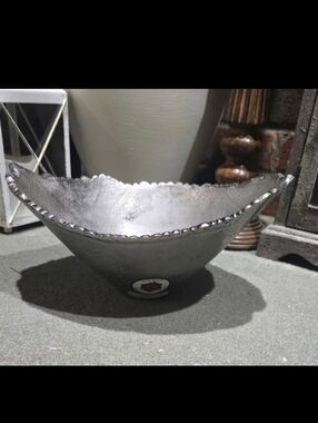 Handmade Large Pewter Decorative Scalloped Edge Dish